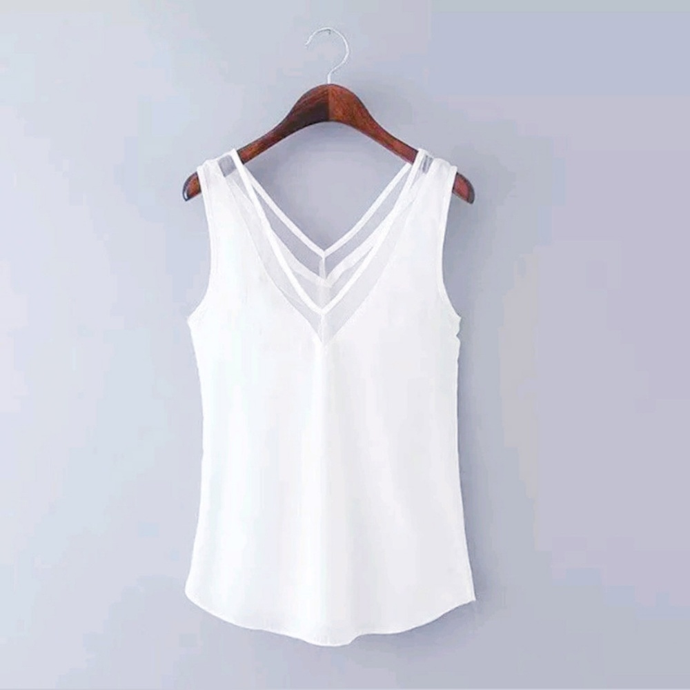 White chiffon tank top